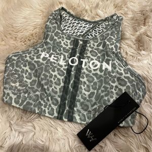 NWT Peloton Industrial Green Cheetah High Neck Bra Wear It To Heart XS
